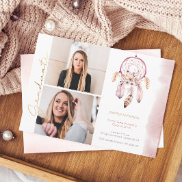 Boho Dream Catcher Gold Script Photo Afstuderen Aankondiging