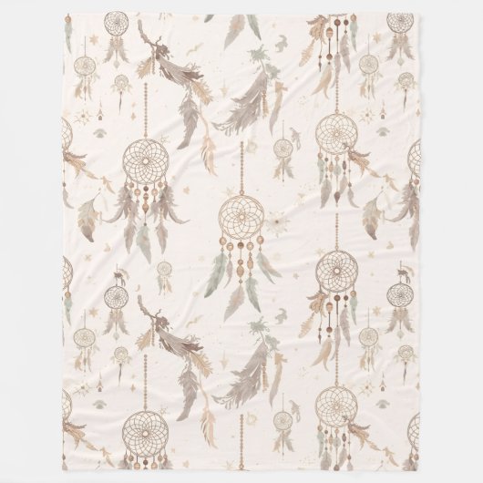 Boho Dream Catcher Hemelse Veren Zachte Fleece Deken (Voorkant)