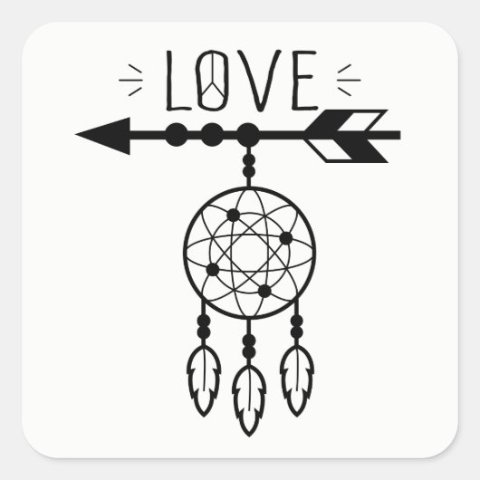 Boho Dream Catcher Liefde Native American Tribal Vierkante Sticker (Voorkant)