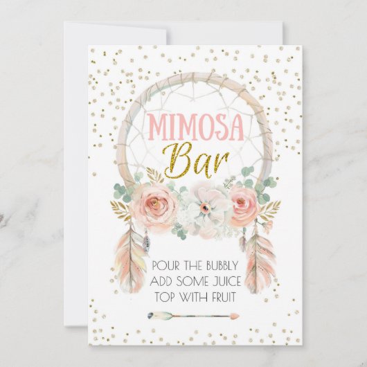 Boho Dream-catcher Mimosa Bar, 5x7" Kaart (Voorkant)