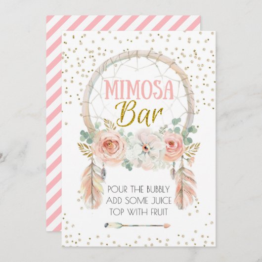 Boho Dream-catcher Mimosa Bar, 5x7" Kaart (Voorkant / Achterkant)