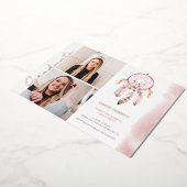 Boho Dream Catcher Roos Script Photo Afstuderen Folie Uitnodiging (Gedraaid)