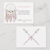 Boho Dream Catcher Roze Grijze Veren Luier Raffle Informatiekaartje (Voorkant / Achterkant)