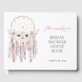Boho Dream Catcher Roze Grijze Veren Pijlen Gastenboek (Voorkant)