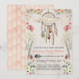 Boho Dream Catcher Rustic Baby Shower Uitnodiginge Kaart