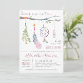 Boho Dream Catcher Tribal Feathers virtuele douche Kaart (Staand voorkant)