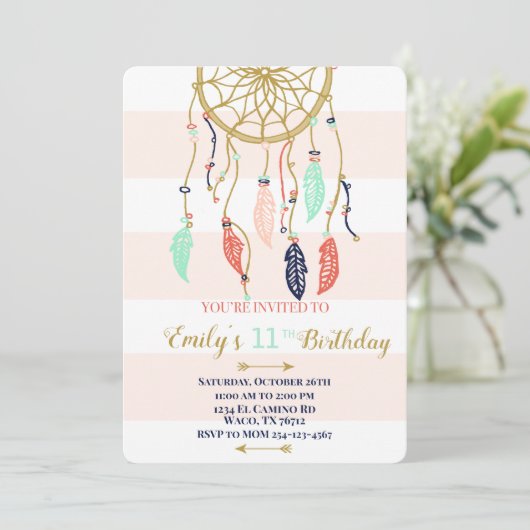 Boho Dream Catcher Uitnodiging (Staand voorkant)