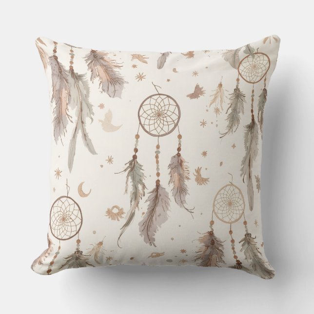 Boho Dream Catcher Veerpatroon Worpkussen Kussen (Voorkant)