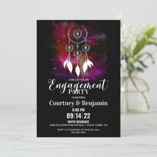 Boho Dream Catcher Verlovingsfeest Kaart (Staand voorkant)