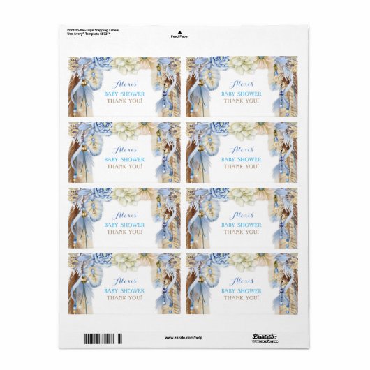 Boho Dream Catcher Water Bottle Gift Dank u Etiket (Full Sheet)