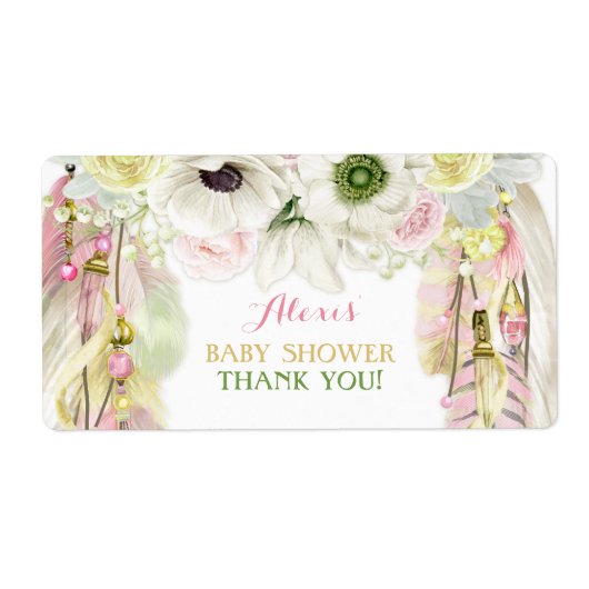 Boho Dream Catcher Water Bottle Gift Dank u Etiket (Voorkant)