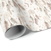 Boho Dream Catcher Wrapping Paper Ethereal Feather Cadeaupapier (Rol Hoek)