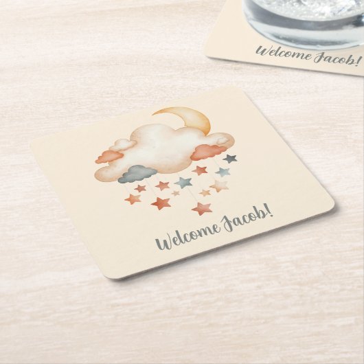Boho Dream Cloud Baby Shower Coaster Kartonnen Onderzetters (Schuin)