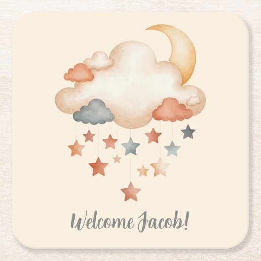 Boho Dream Cloud Baby Shower Coaster Kartonnen Onderzetters (Voorkant)
