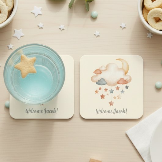 Boho Dream Cloud Baby Shower Coaster Kartonnen Onderzetters
