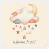 Boho Dream Cloud Baby Shower Vierkante Sticker (Voorkant)