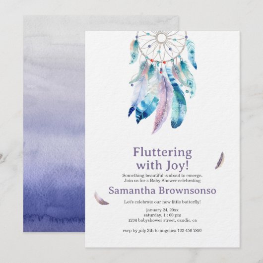 Boho Dreamcatcher Baby Shower Kaart (Voorkant / Achterkant)