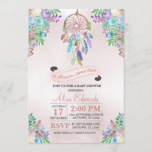 Boho Dreamcatcher Baby shower Uitnodiging