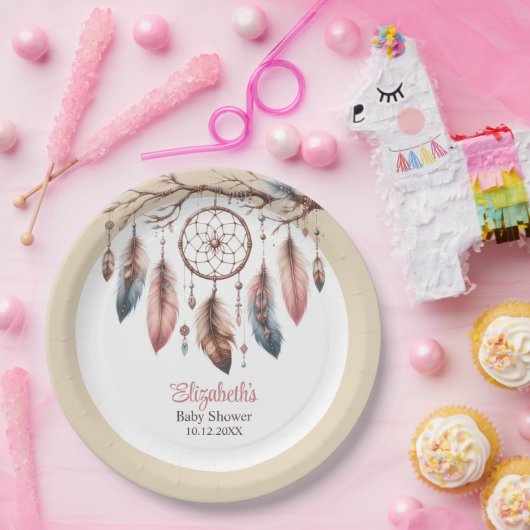 Boho Dreamcatcher Custom Baby shower Papier Bord (Feest)