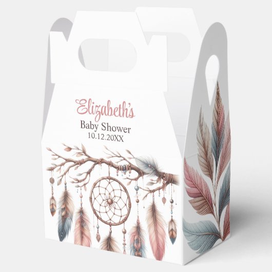 Boho Dreamcatcher Custom Script Name Baby shower Bedankdoosjes (Geopend)