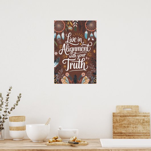 Boho Dreamcatcher Design Live in uitlijning met jo Poster (Keuken)