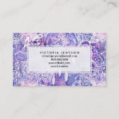 Boho dreamcatcher florale roze paarse waterverf visitekaartje (Achterkant)