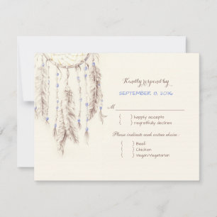 Boho Dreamcatcher Maaltijd Keuze Bruiloft RSVP Kaartje