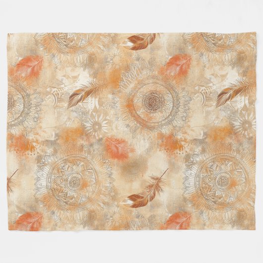 Boho Dreamcatcher Mandala Fleece Deken (Voorkant (Horizontaal))