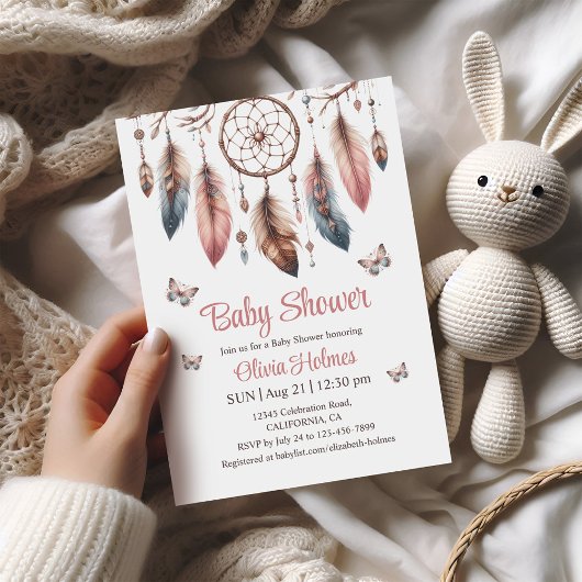 Boho Dreamcatcher met vlinders Baby shower Kaart