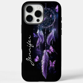 Boho Dreamcatcher Paarse Veer Vlinders iPhone 16 Pro Max Hoesje