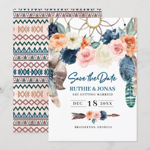 Boho Dreamcatcher Save The Date Trouw Uitnodiging