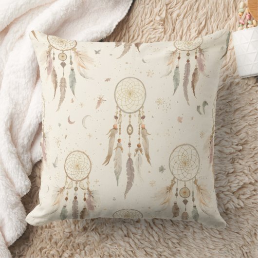  Boho Dreamcatcher Throw Pillow | Ethereal Feather Kussen (Deken)
