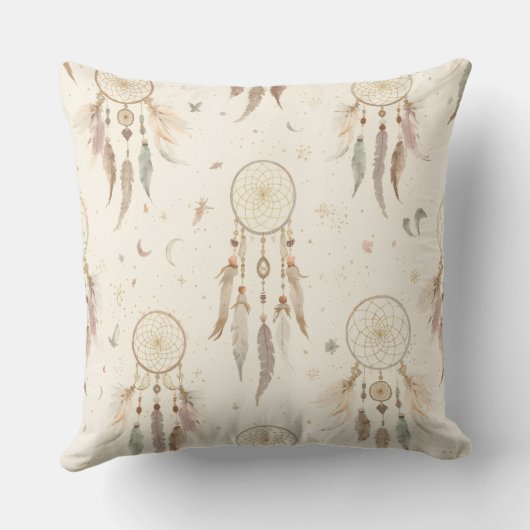  Boho Dreamcatcher Throw Pillow | Ethereal Feather Kussen (Achterkant)
