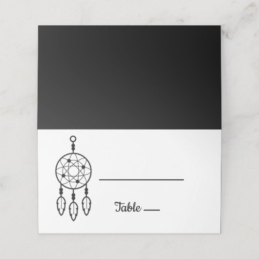 Boho Dreamcatcher Trouwen Zwart Native American Plaatskaartje (Buitenkant ongevouwen)
