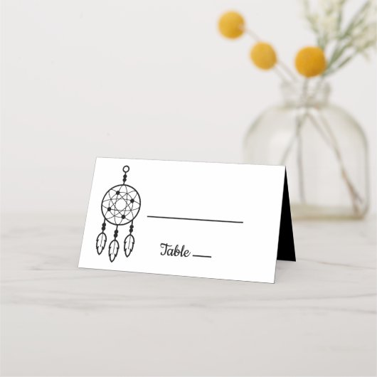 Boho Dreamcatcher Trouwen Zwart Native American Plaatskaartje (Voorkant)