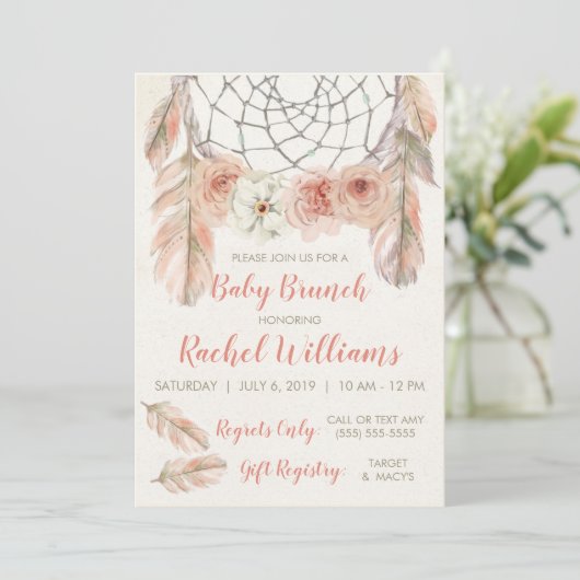 Boho Dreamcatcher Uitnodiging (Staand voorkant)