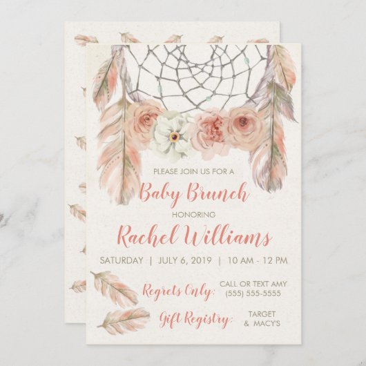 Boho Dreamcatcher Uitnodiging (Voorkant / Achterkant)