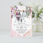 Boho Dreamcatcher & Veren Bruiloftsreceptie Informatiekaartje (Staand voorkant)