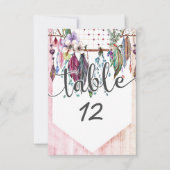 Boho Dreamcatcher & Veren Huwelijkstafel Nummers Kaart (Voorkant)