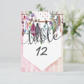 Boho Dreamcatcher & Veren Huwelijkstafel Nummers Kaart (Staand voorkant)