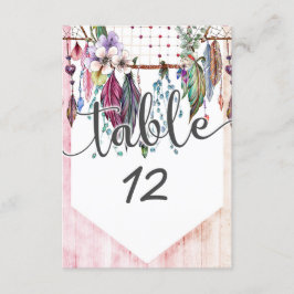 Boho Dreamcatcher & Veren Huwelijkstafel Nummers Kaart