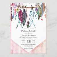 Boho Dreamcatcher & Veren Trouw Uitnodiging