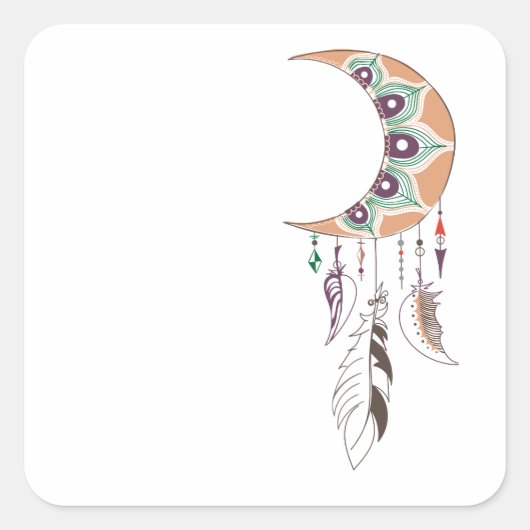 Boho dreamcatcher vierkante sticker (Voorkant)