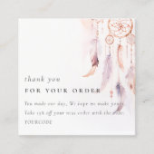 Boho Dreamcatcher Waterverf Bedankt voor de bestel Vierkante Visitekaartje (Voorkant)