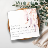 Boho Dreamcatcher Waterverf Bedankt voor de bestel Vierkante Visitekaartje