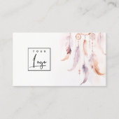 Boho Dreamcatcher Waterverf Lila Blush Logo Visitekaartje (Voorkant)