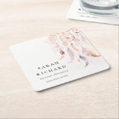 Boho Dreamcatcher Waterverf Lila Blush Peach Kartonnen Onderzetters (Schuin)