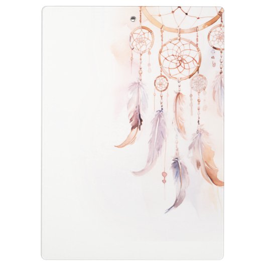 Boho Dreamcatcher Waterverf Lila Blush Peach Klembord (Achterkant)