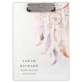 Boho Dreamcatcher Waterverf Lila Blush Peach Klembord (Voorkant)