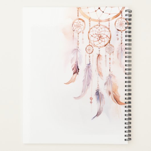 Boho Dreamcatcher Waterverf Lila Blush Peach Planner (Achterkant)